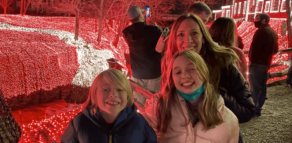 Family in Christmas scene