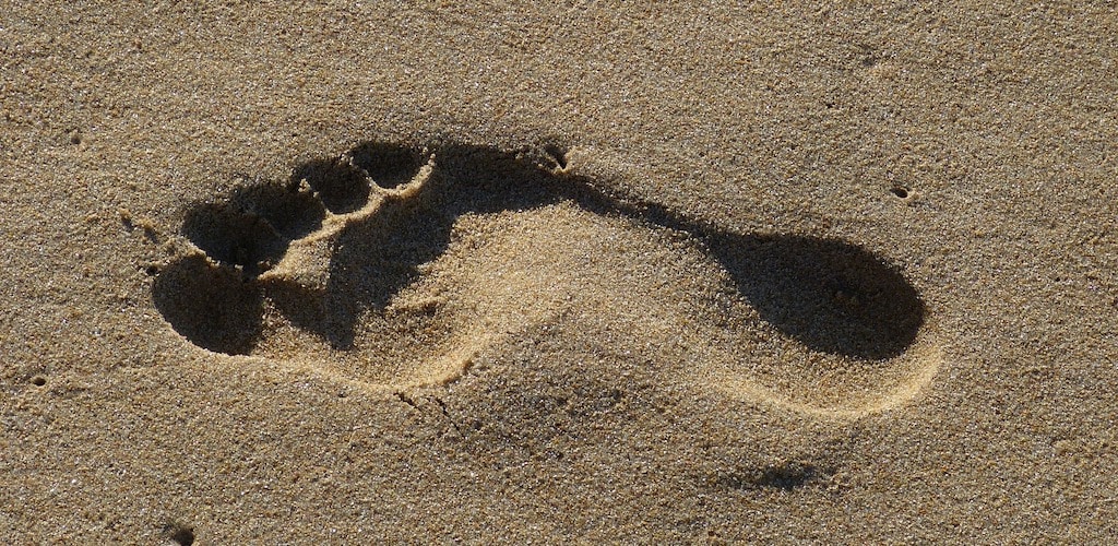 A footprint in sand